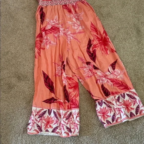 VENUS Floral Halter romper - Coral and Magenta - Picture 3 of 7